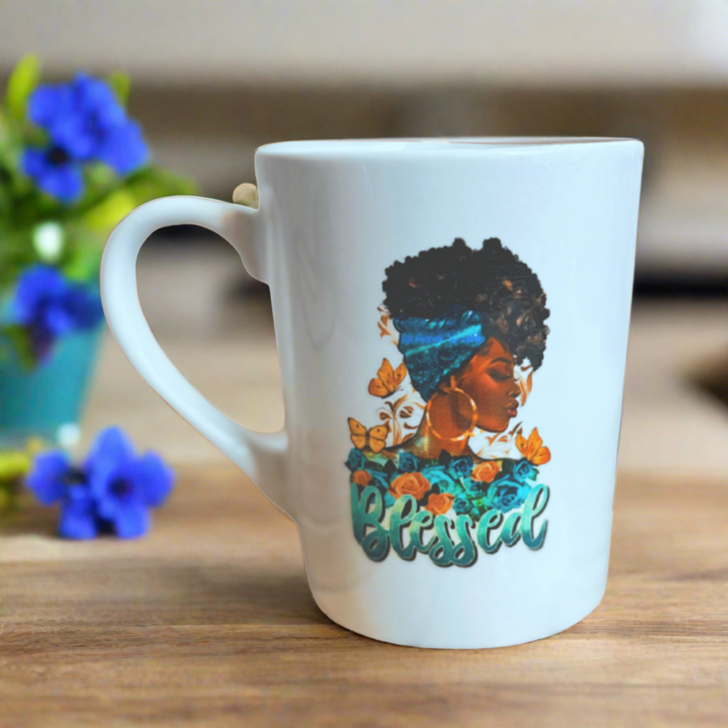 Blessed Turquoise Floral Mug