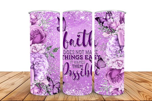 Purple & Silver Floral Faith Tumbler